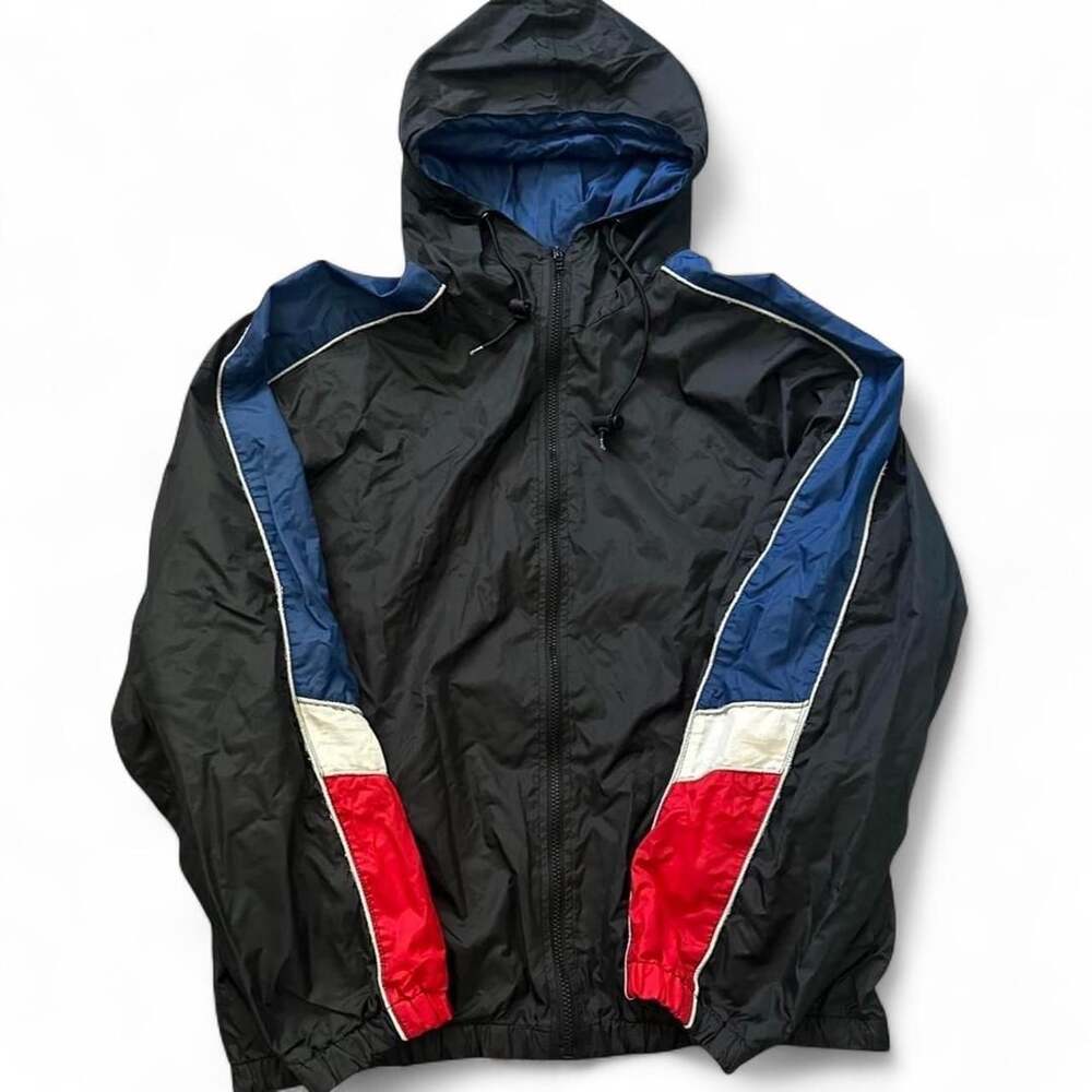 Pro Spirit Vintage Colorblock Windbreaker Jacket Size XL Black Blue Red